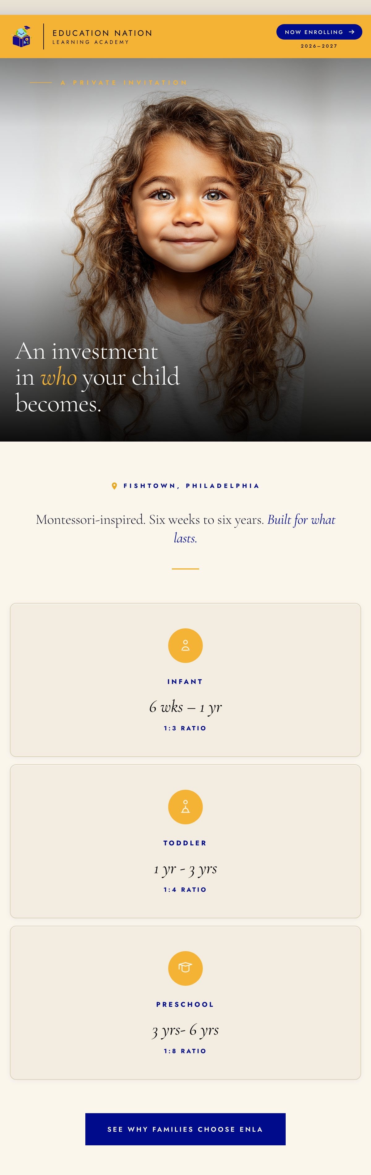 A private invitation to Education Nation Learning Academy. Montessori-inspired early education in Fishtown, Philadelphia.